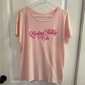Living Fully Co Pink Logo Rocker Tee Large Summer 2023 Mallory Ervin